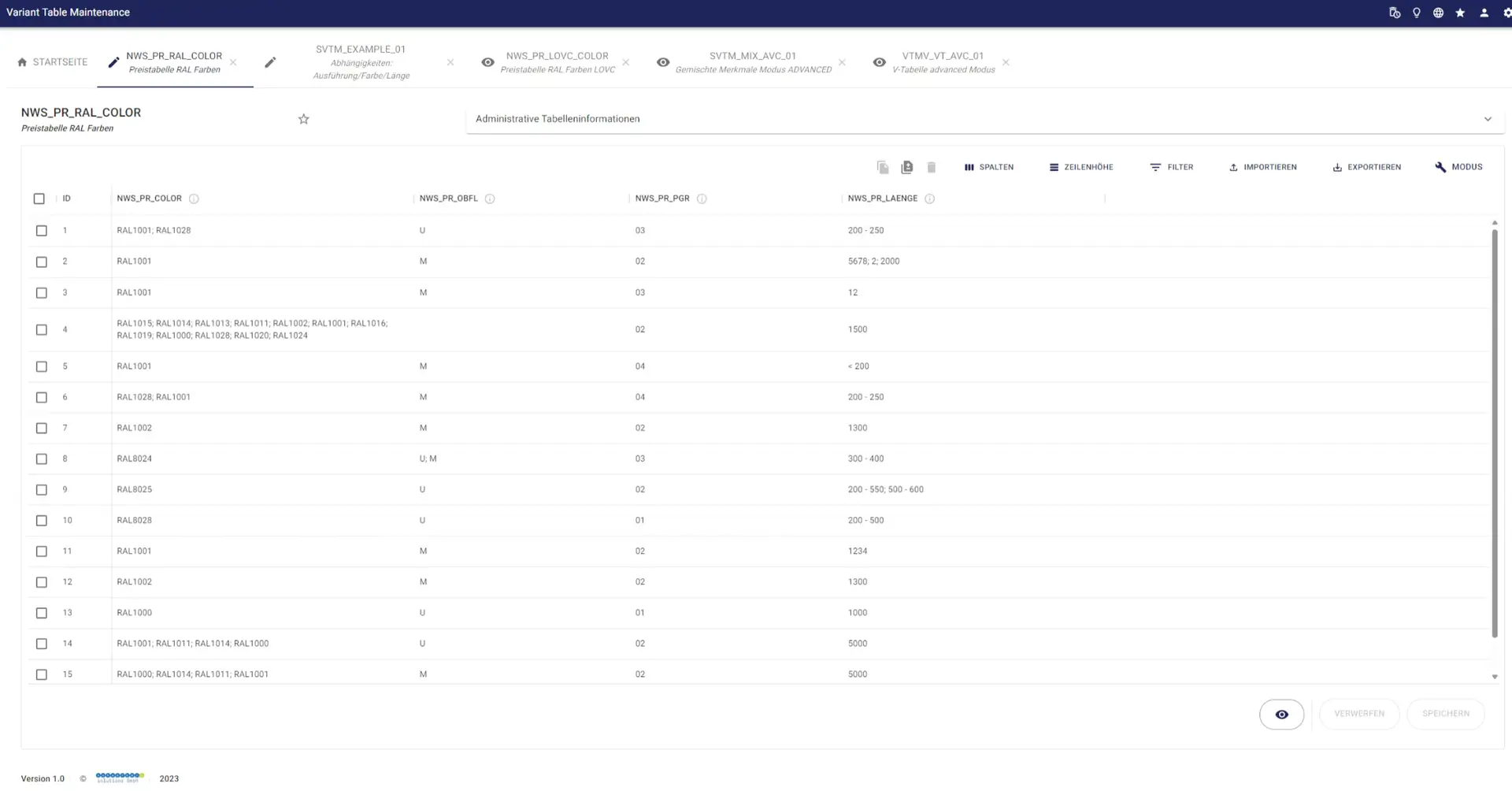 Smart Variant Table Management - SVTM - Startseite
